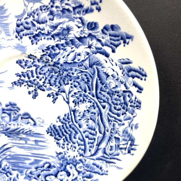 Vintage Set Wedgwood “Countryside” Creamer-2 Saucers Blue Transferware England - Picture 5 of 10
